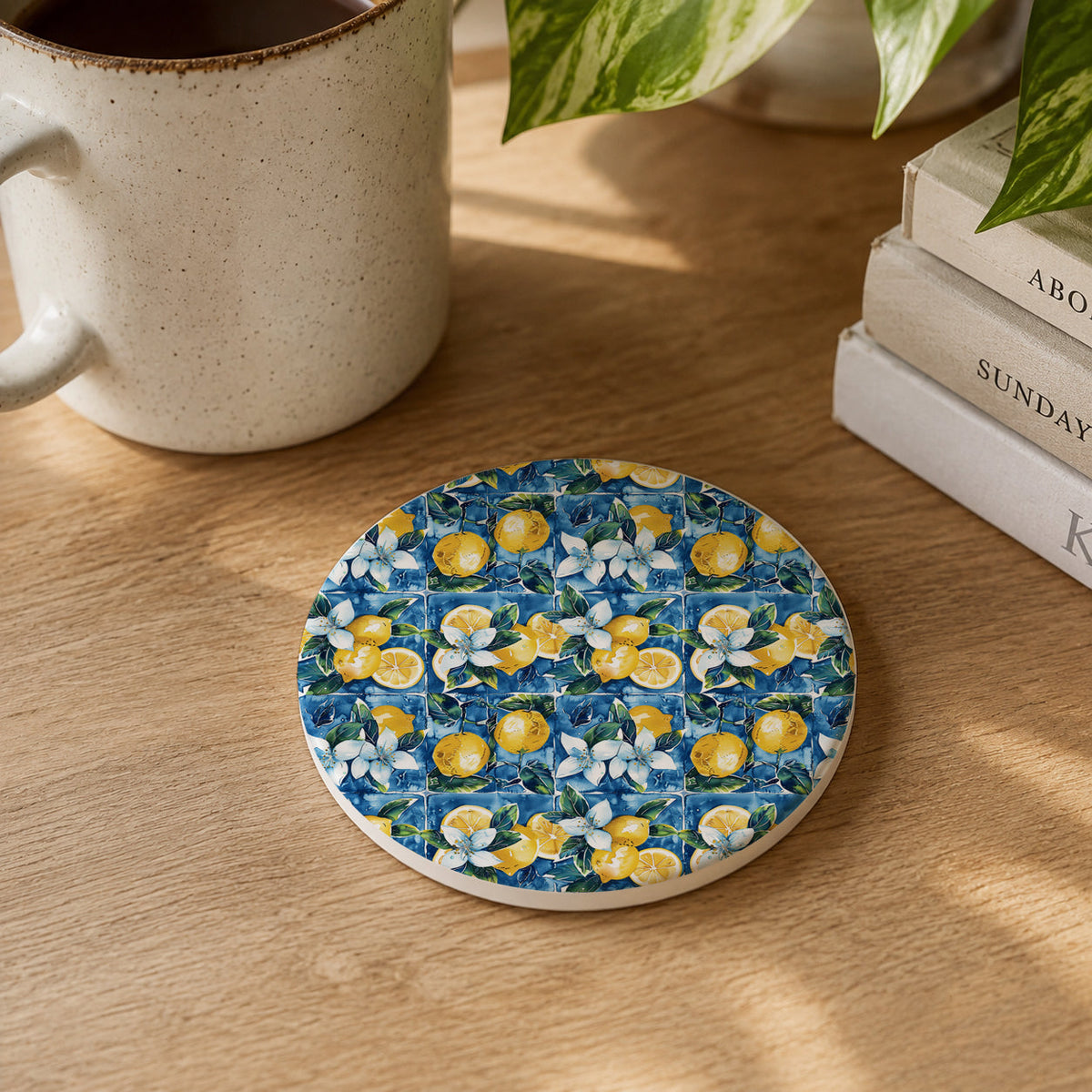 Mediterranean Lemon Ceramic Coasters