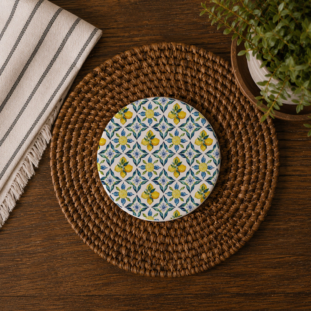 Mediterranean Lemon Ceramic Coasters