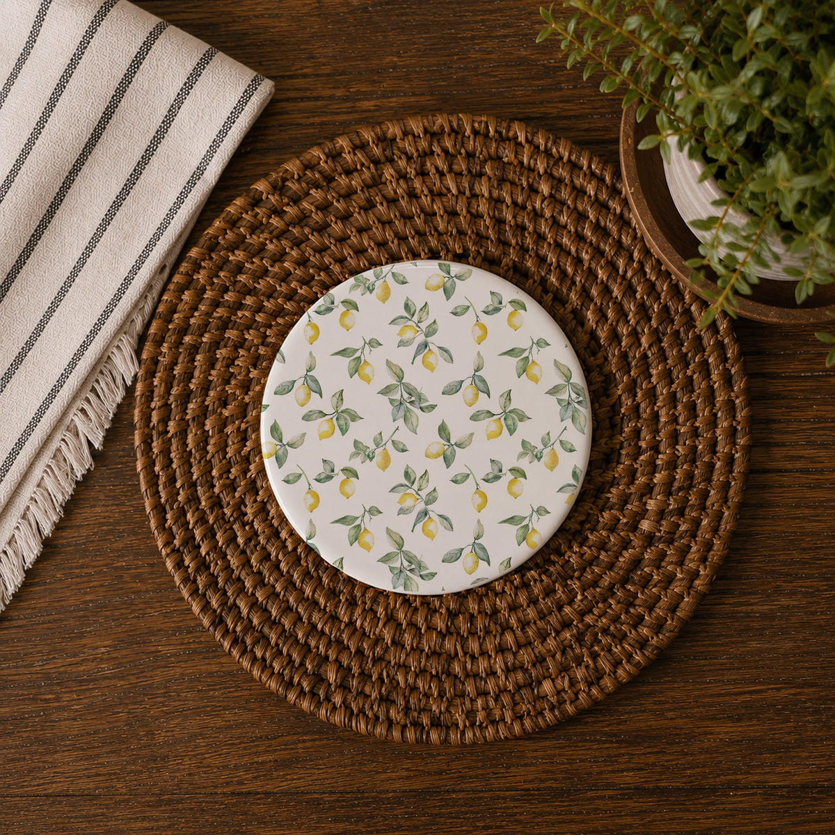 Mediterranean Lemon Ceramic Coasters