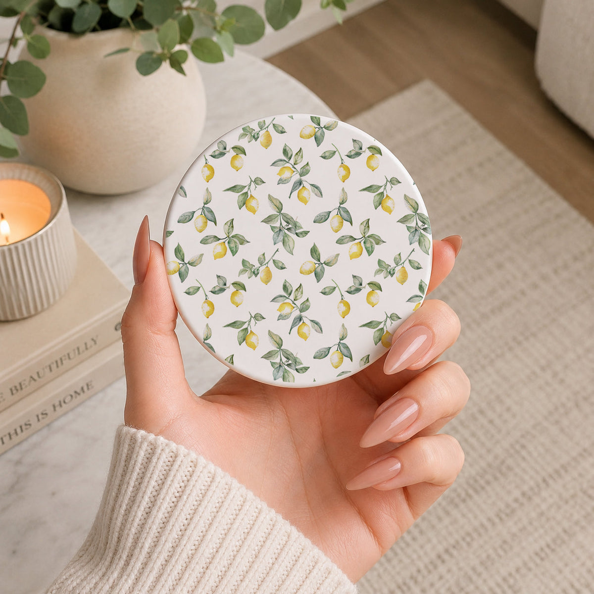 Mediterranean Lemon Ceramic Coasters