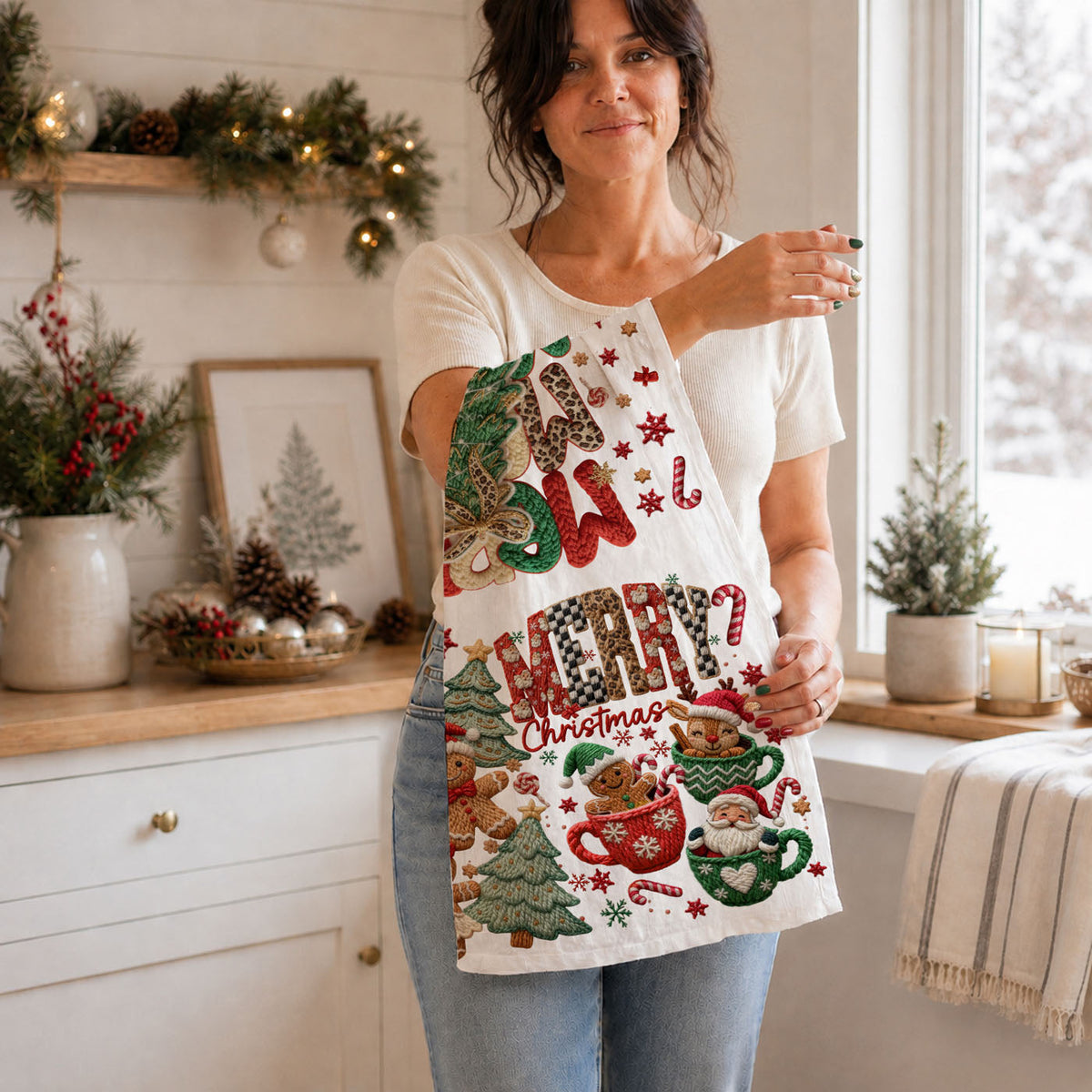 Merry Gingerbread Christmas Kitchen Towel