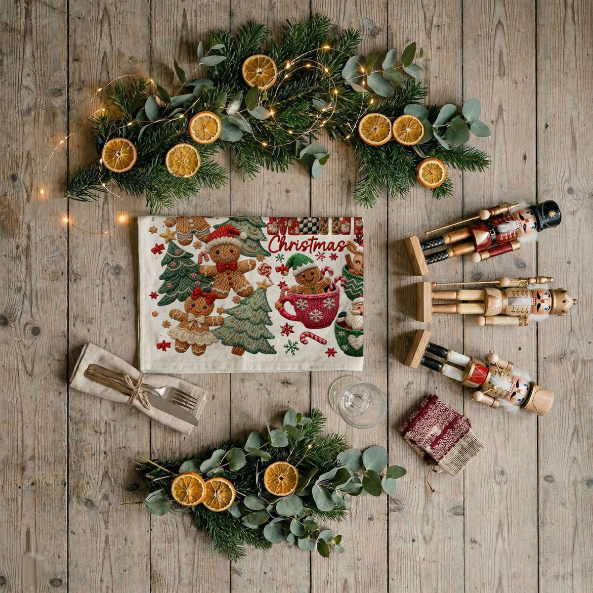 Merry Gingerbread Christmas Kitchen Towel