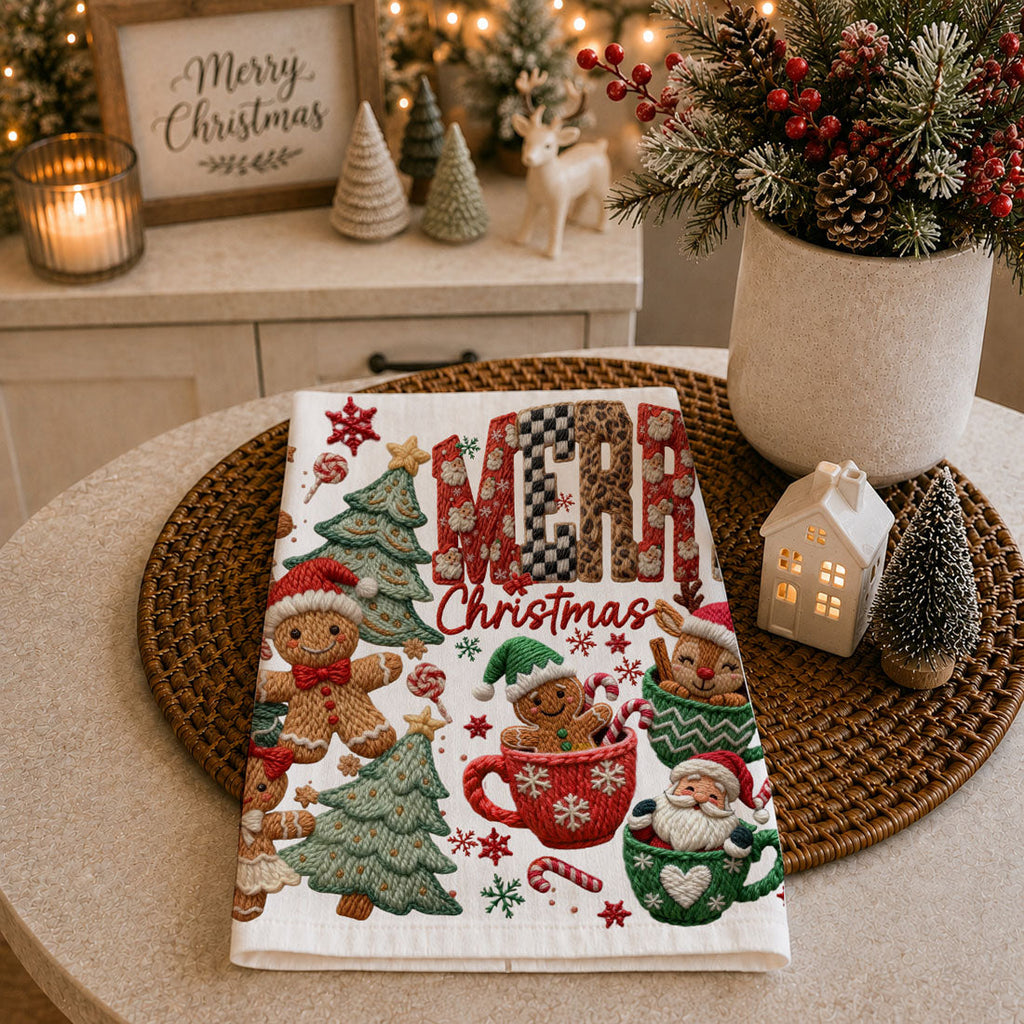 Merry Gingerbread Christmas Kitchen Towel
