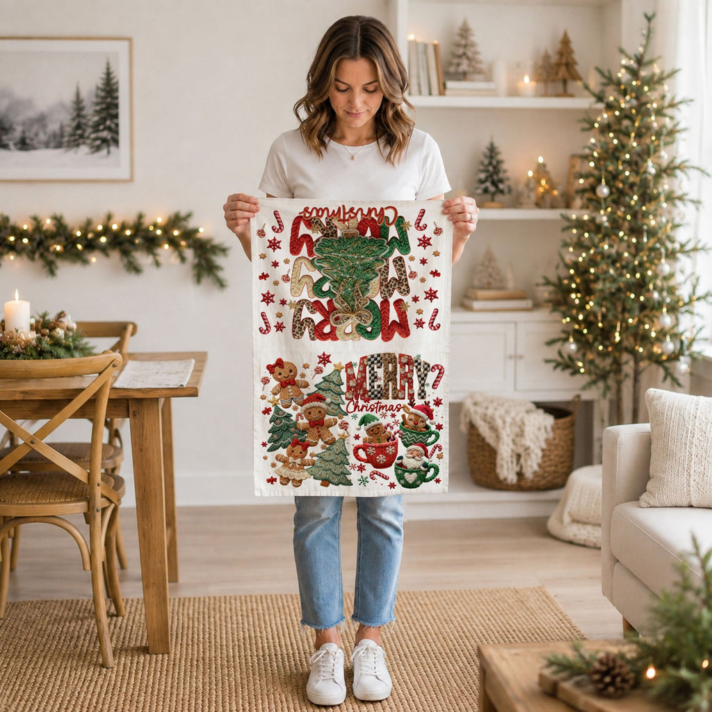 Merry Gingerbread Christmas Kitchen Towel