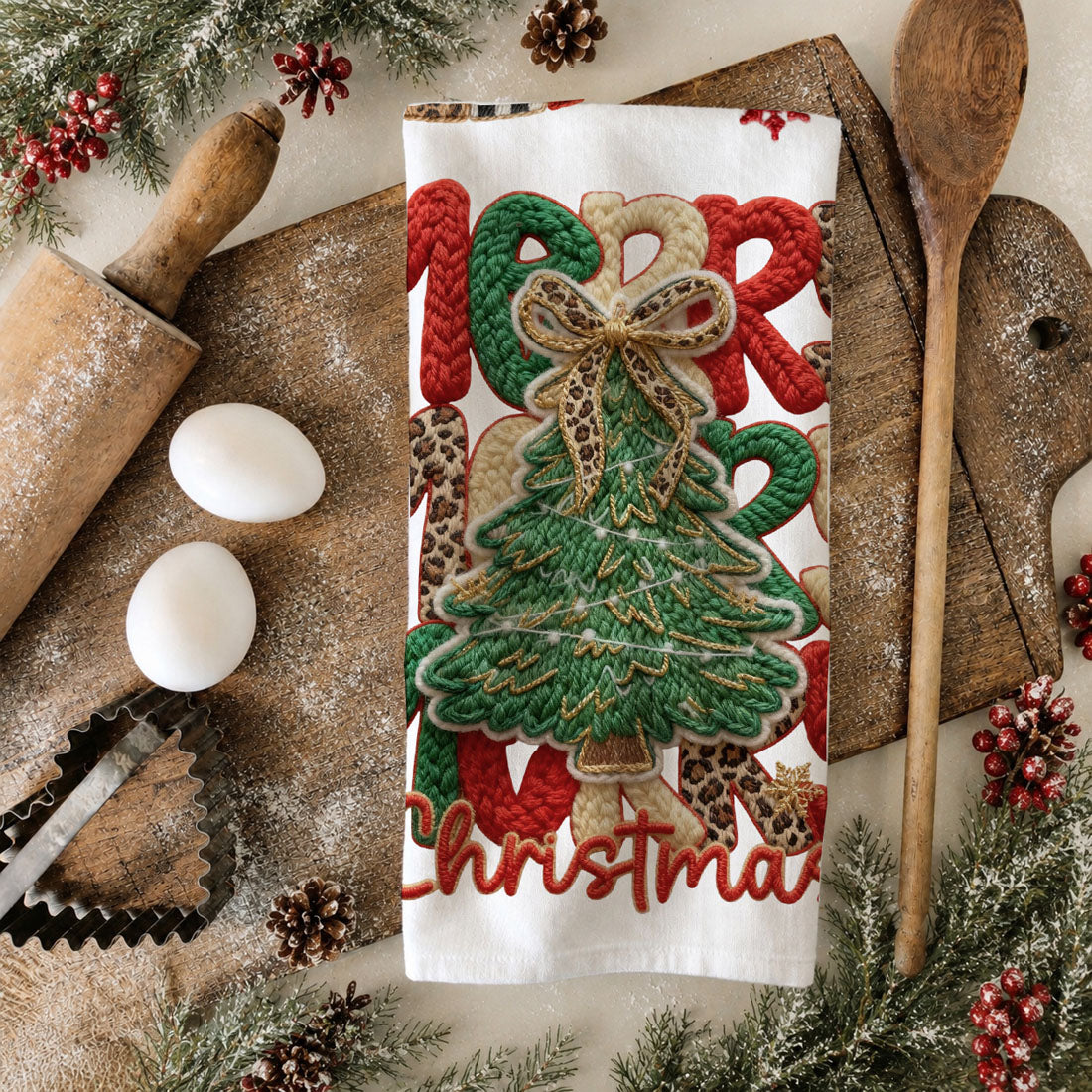 Merry Gingerbread Christmas Kitchen Towel