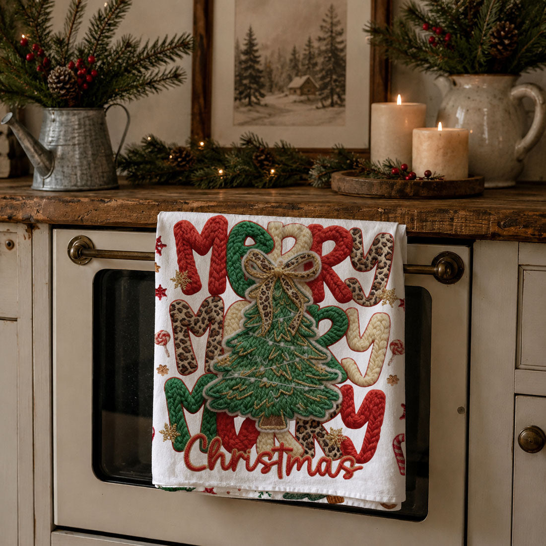 Merry Gingerbread Christmas Kitchen Towel