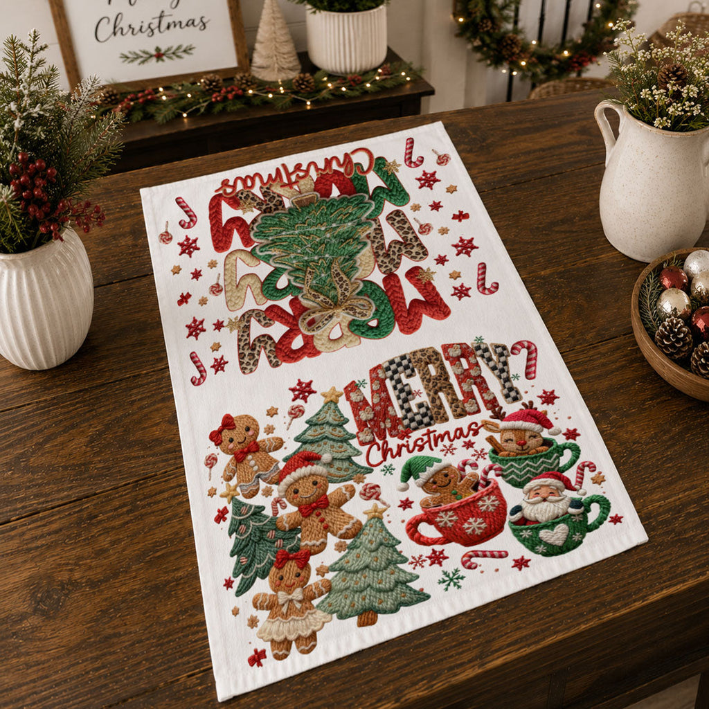 Merry Gingerbread Christmas Kitchen Towel
