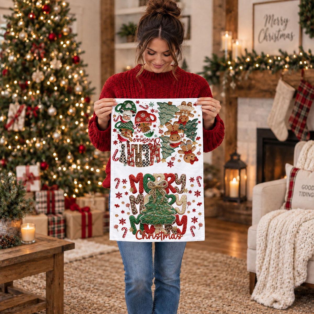 Merry Gingerbread Christmas Kitchen Towel