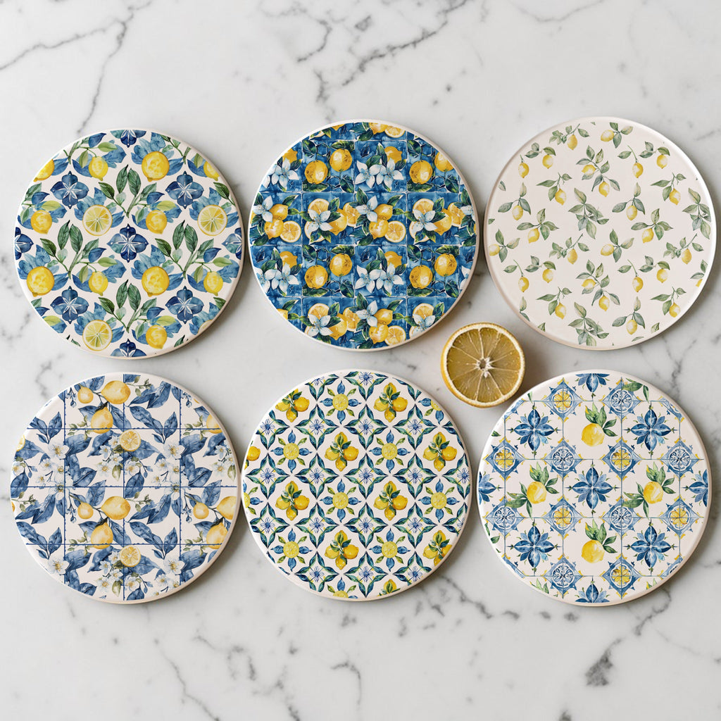 Mediterranean Lemon Ceramic Coasters