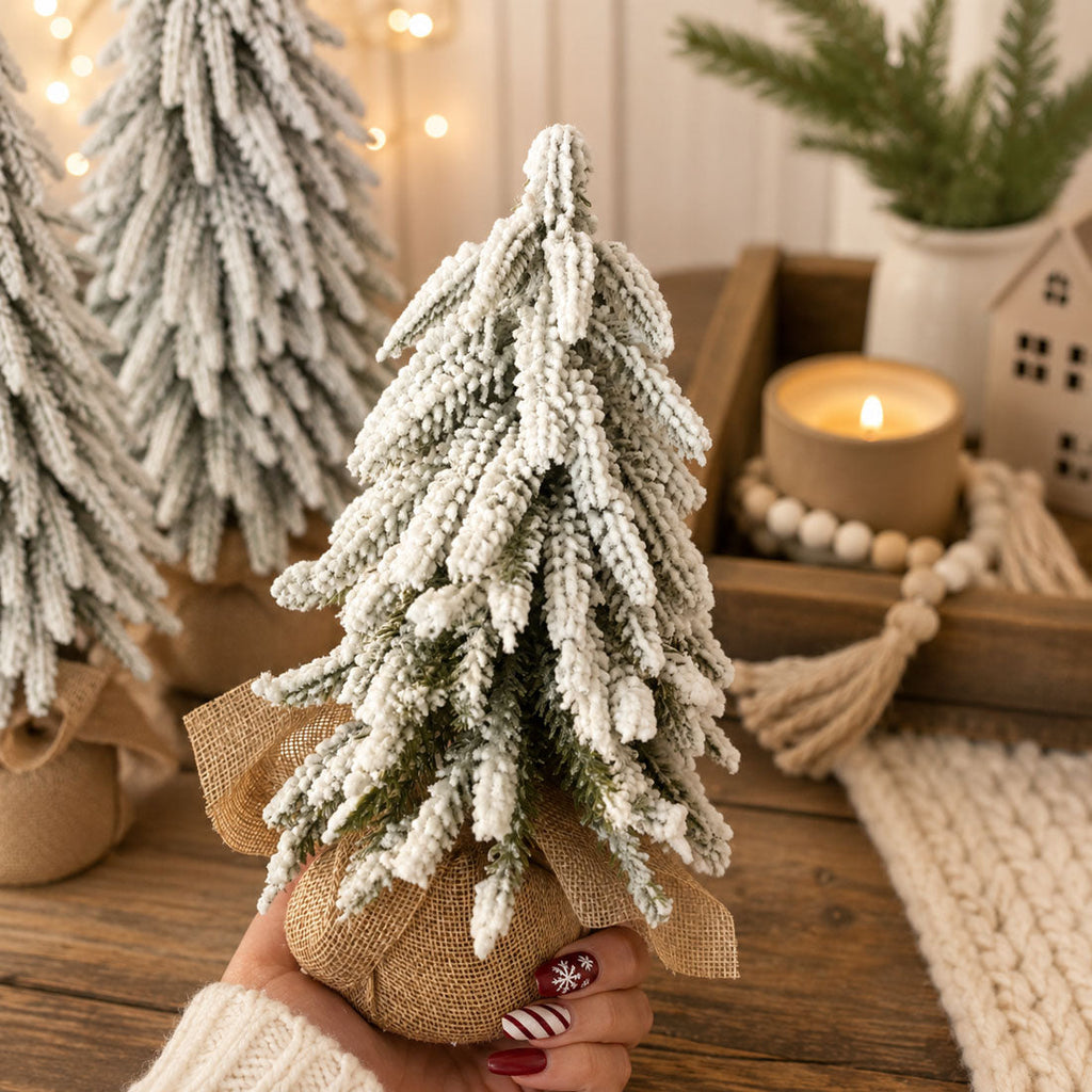 Snow-Covered Tabletop Christmas Trees