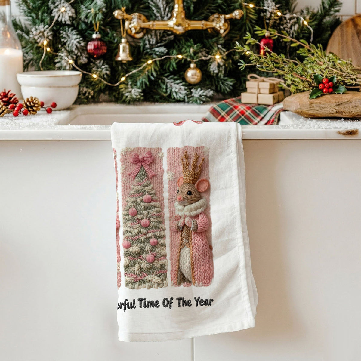 Nutcracker Pinks Christmas Kitchen Towel