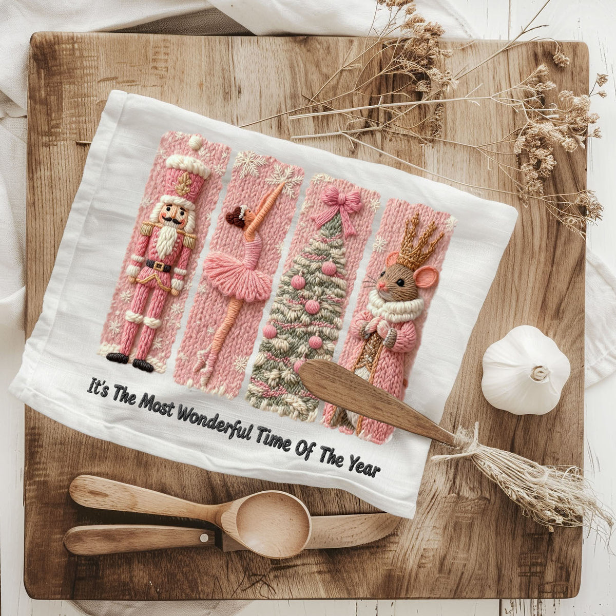 Nutcracker Pinks Christmas Kitchen Towel