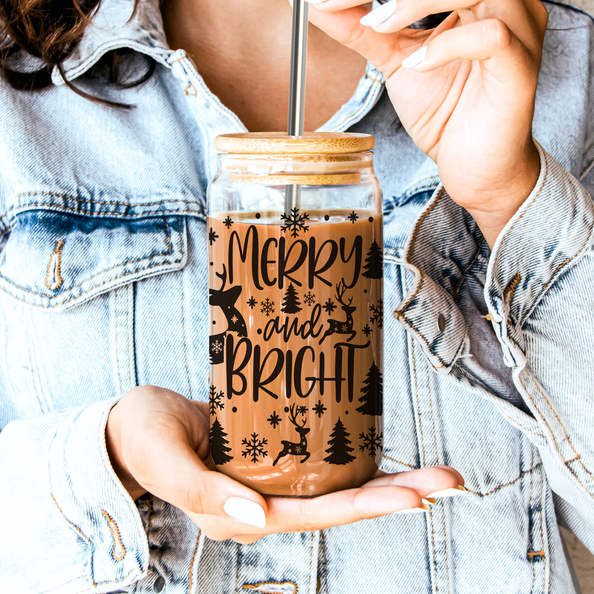 Merry & Bright Glass Tumbler — 17 oz