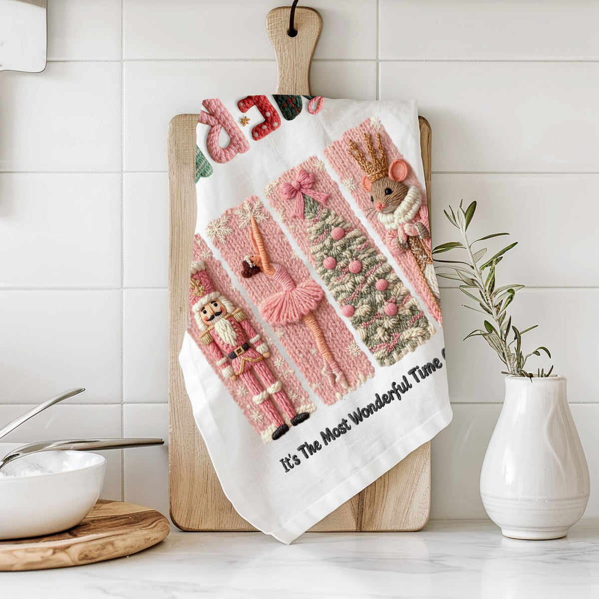 Nutcracker Pinks Christmas Kitchen Towel