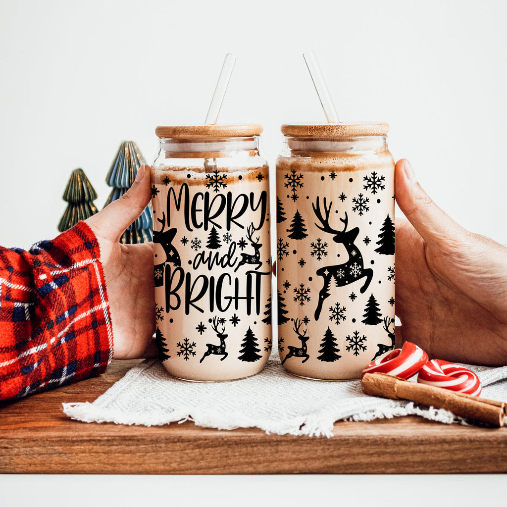 Merry & Bright Glass Tumbler — 17 oz