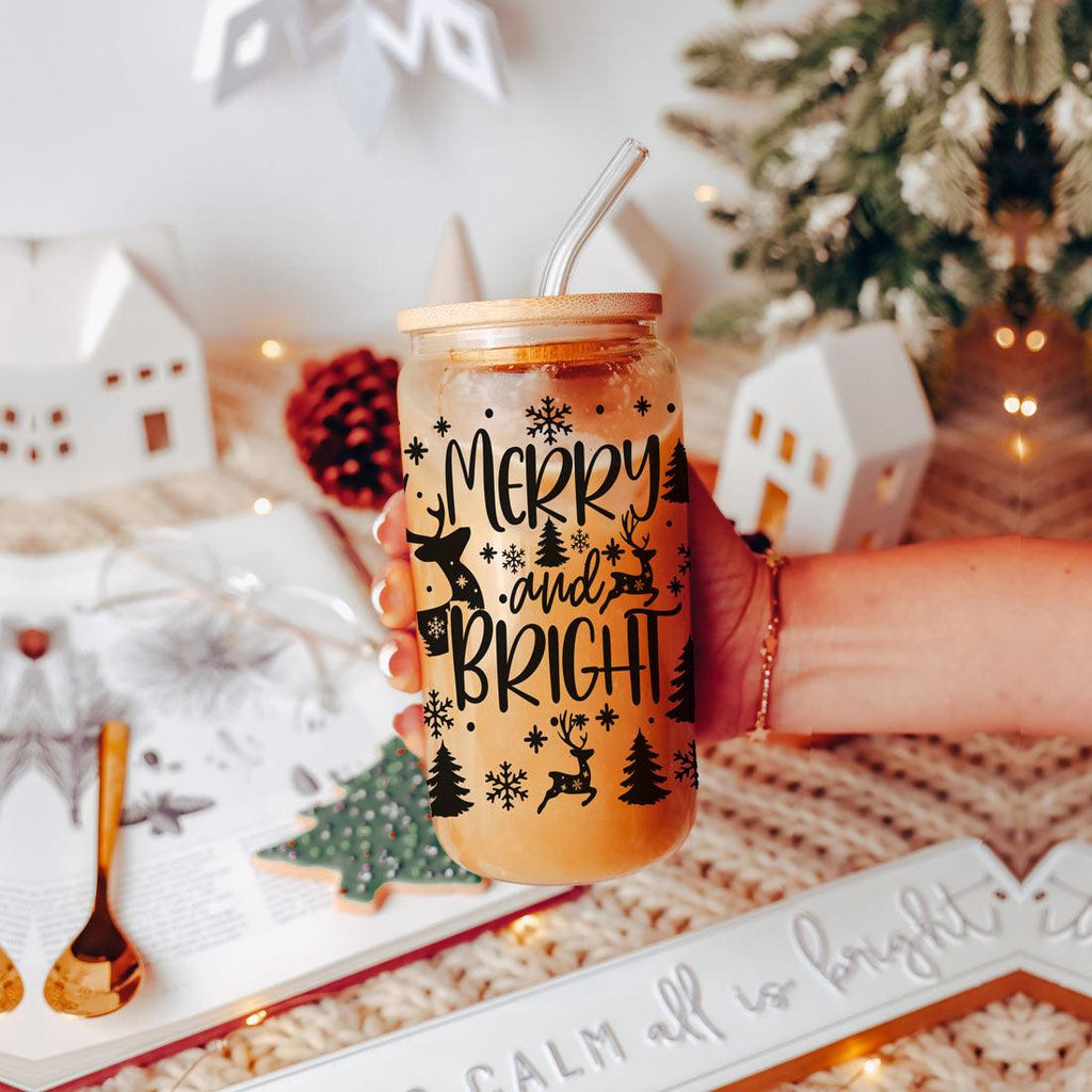 Merry & Bright Glass Tumbler — 17 oz