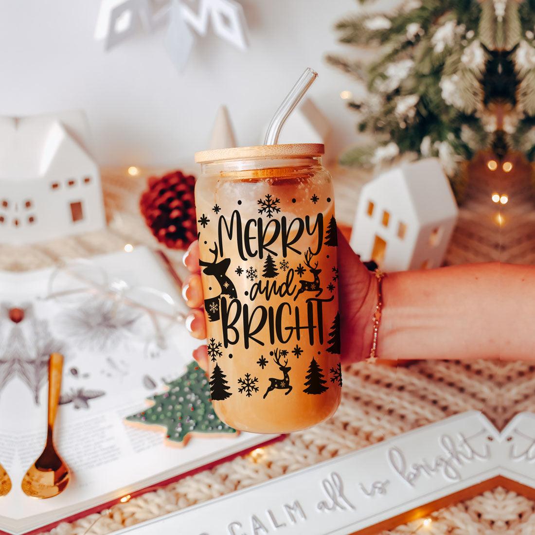 Merry & Bright Glass Tumbler — 17 oz