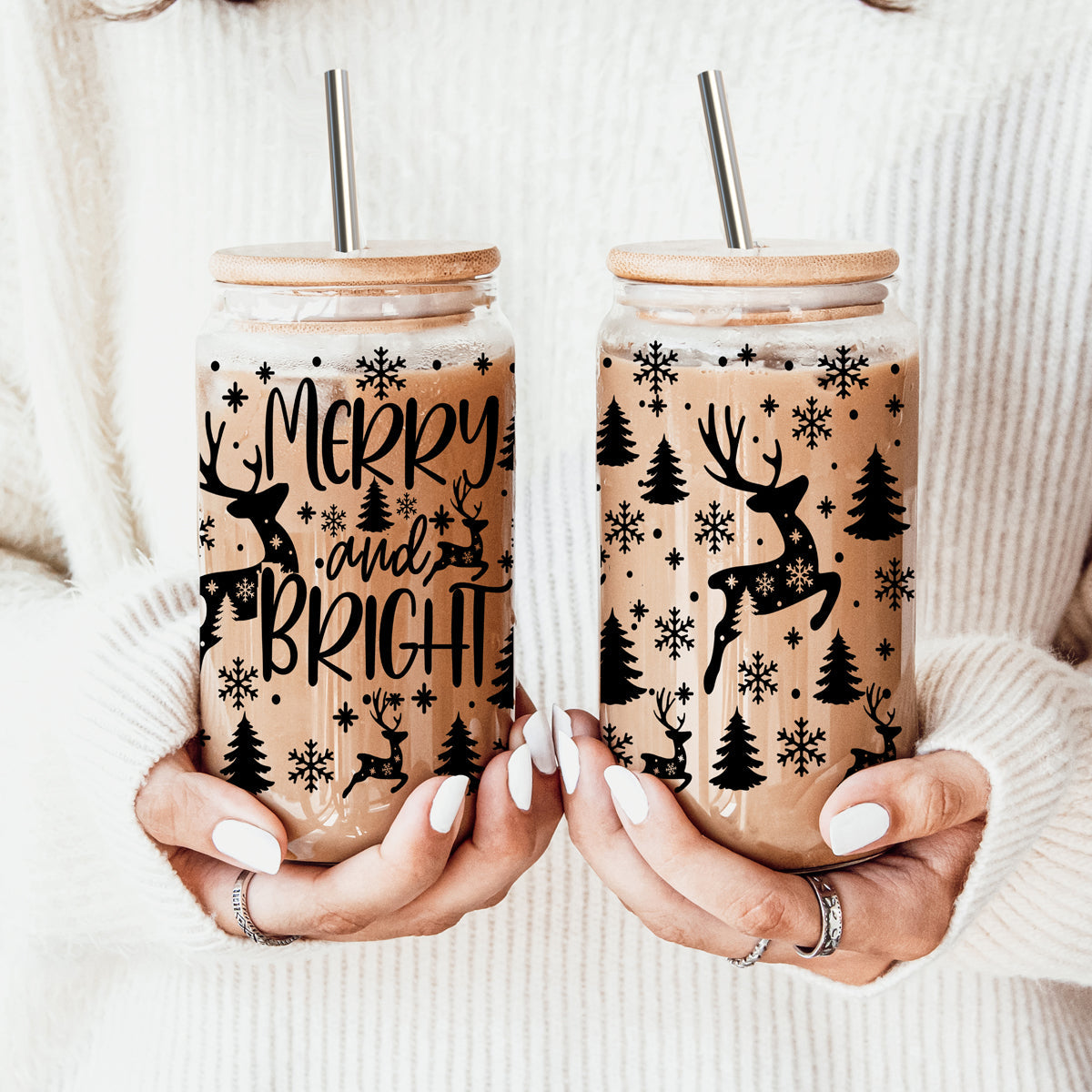Merry & Bright Glass Tumbler — 17 oz