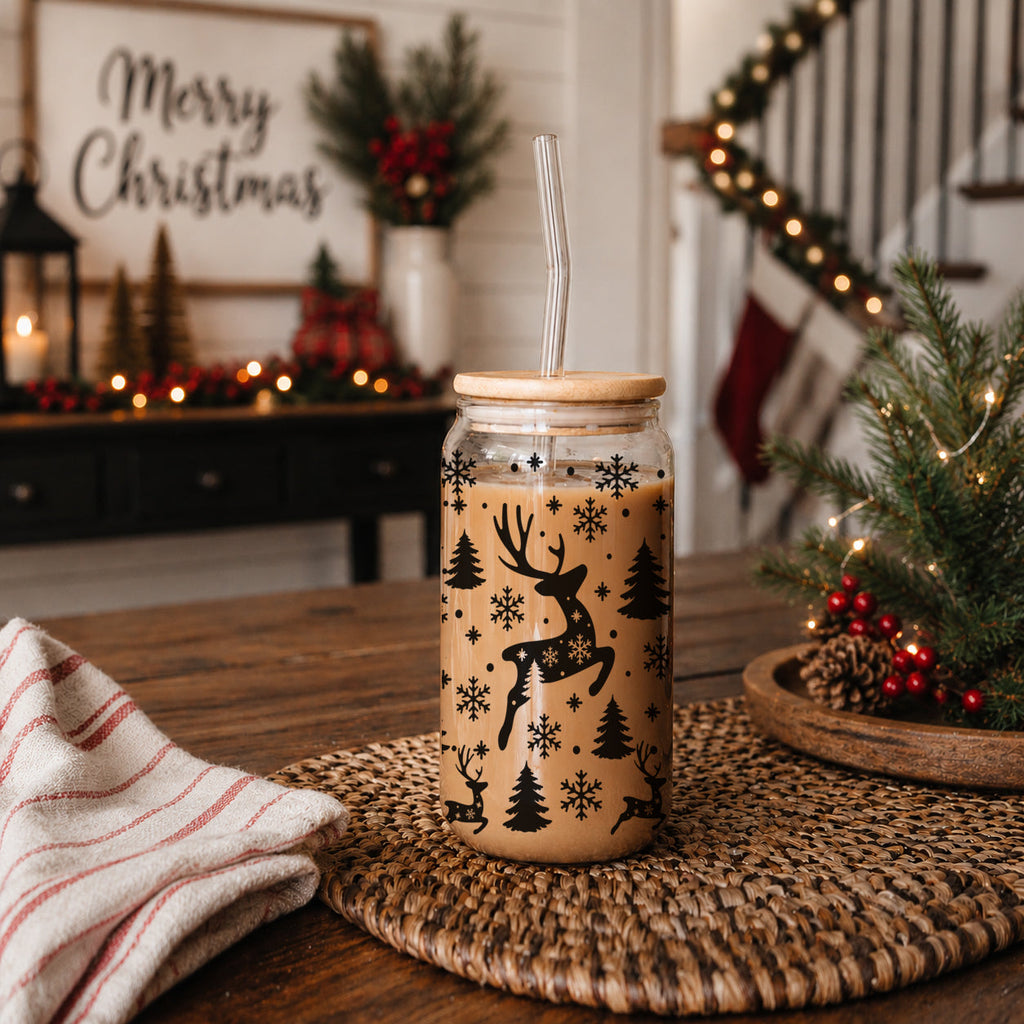 Merry & Bright Glass Tumbler — 17 oz
