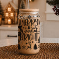 Merry & Bright Glass Tumbler — 17 oz