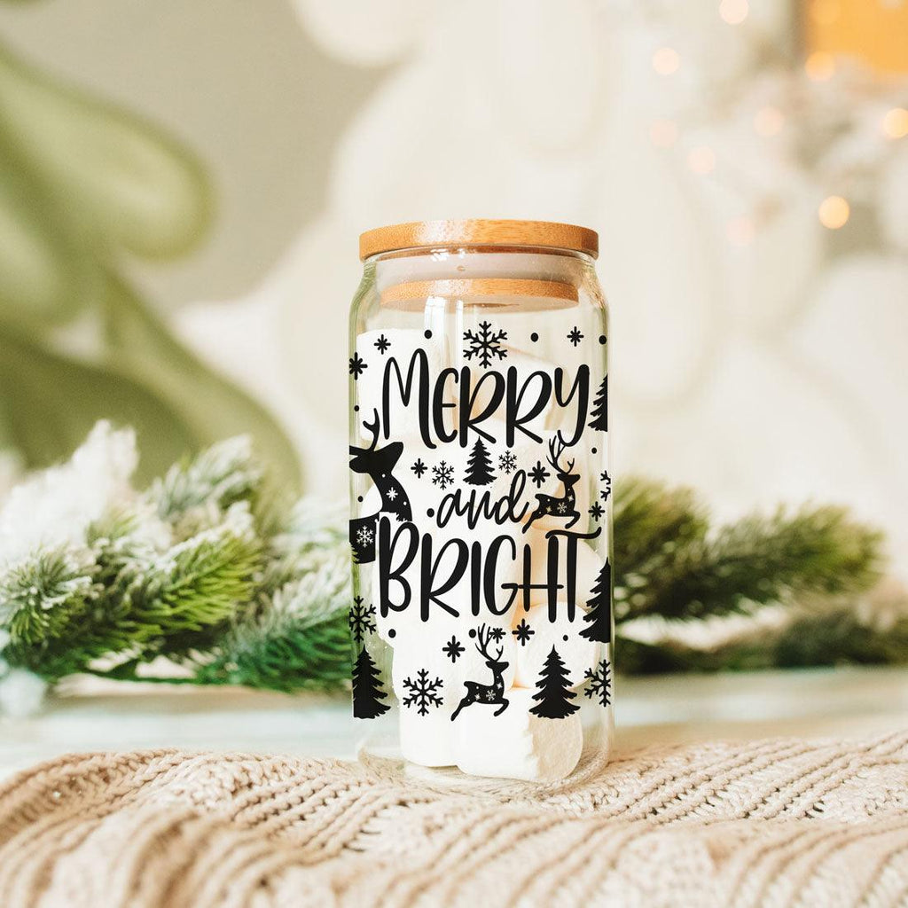 Merry & Bright Glass Tumbler — 17 oz
