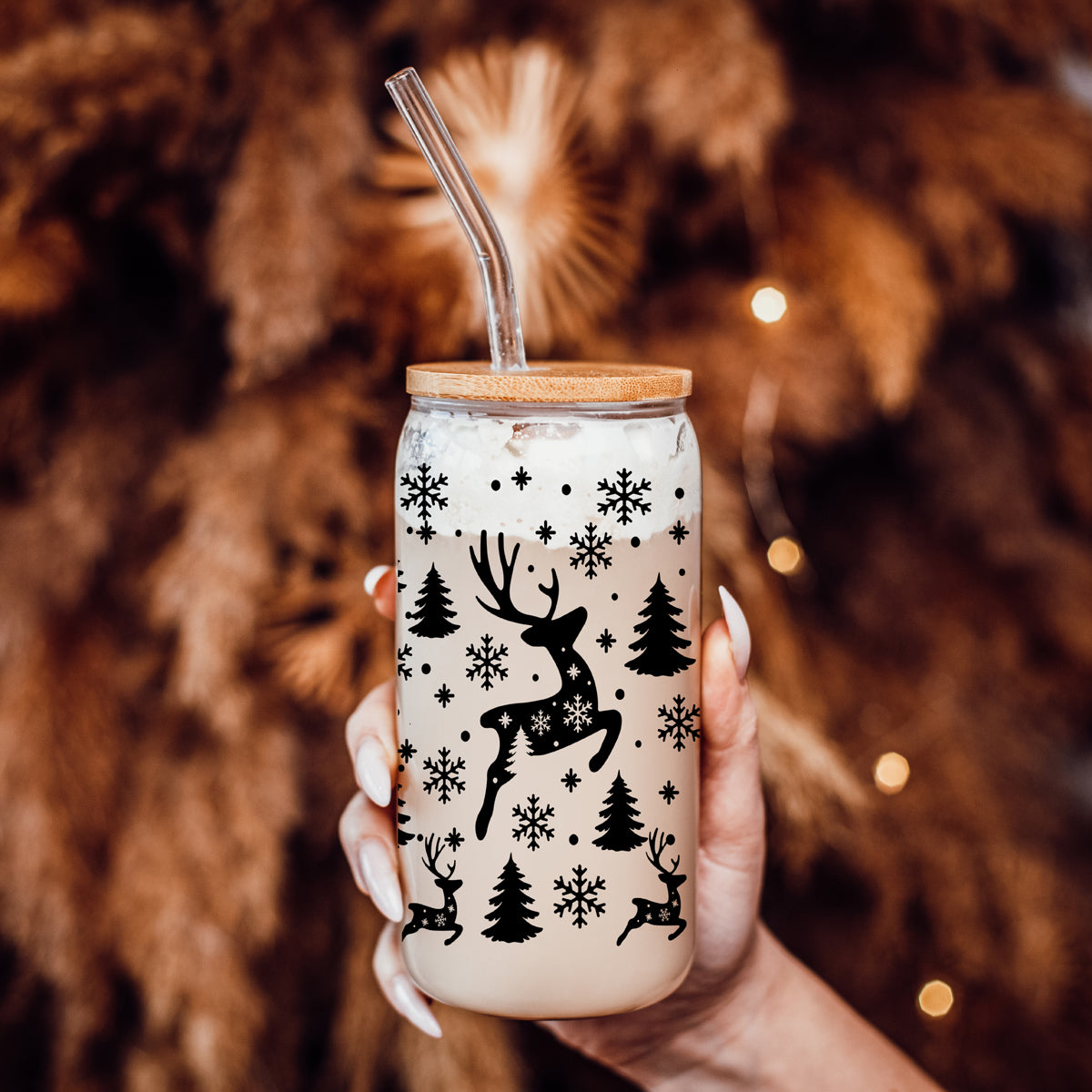 Merry & Bright Glass Tumbler — 17 oz