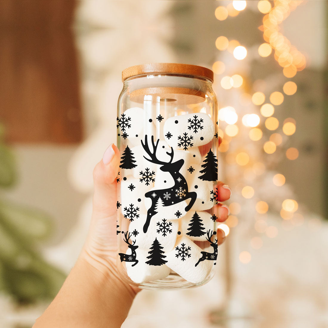 Merry & Bright Glass Tumbler — 17 oz