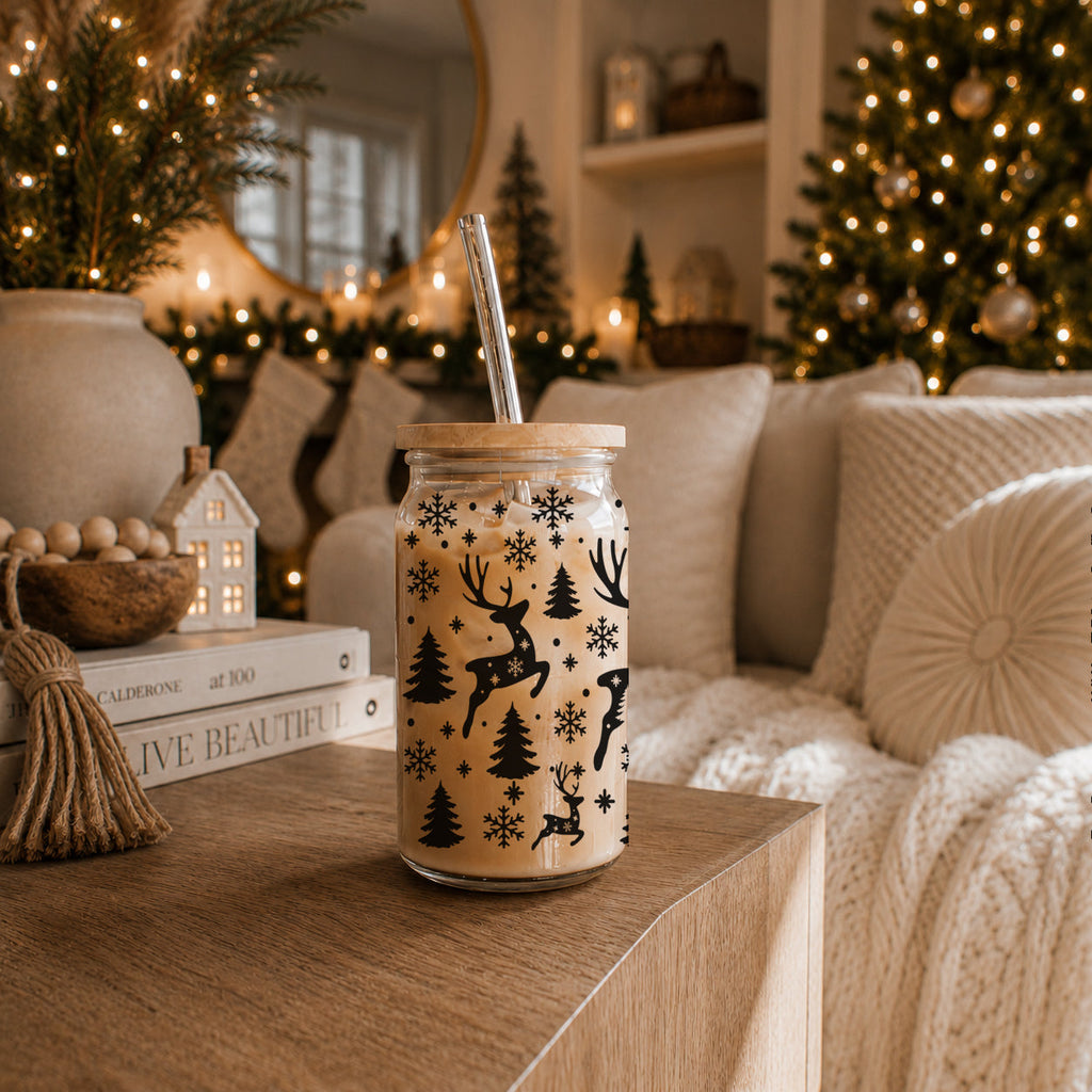 Merry & Bright Glass Tumbler — 17 oz