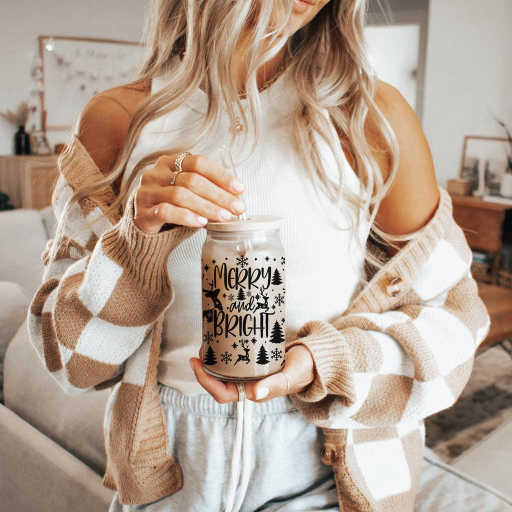 Merry & Bright Glass Tumbler — 17 oz