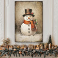 Vintage Snowman Christmas Canvas Wall Art