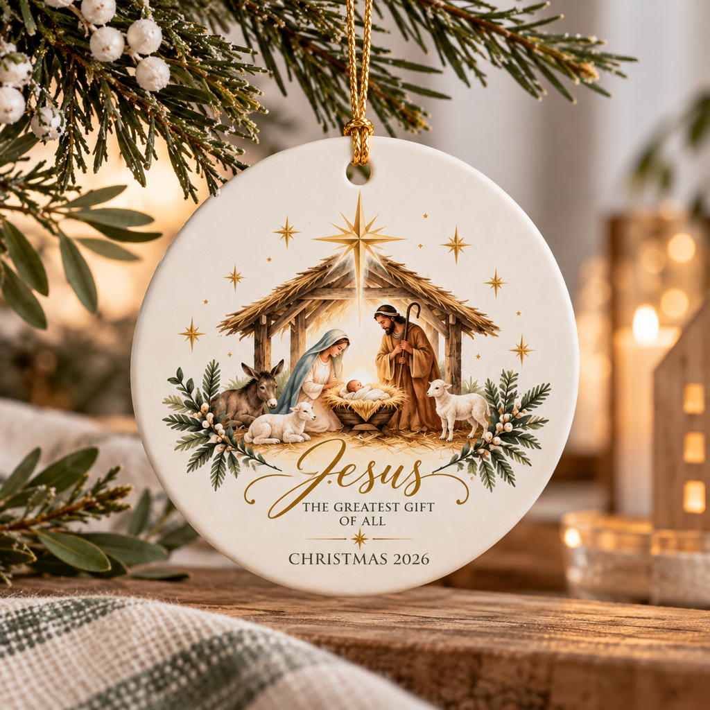 Personalized Nativity Christmas Ornament — John 3:16