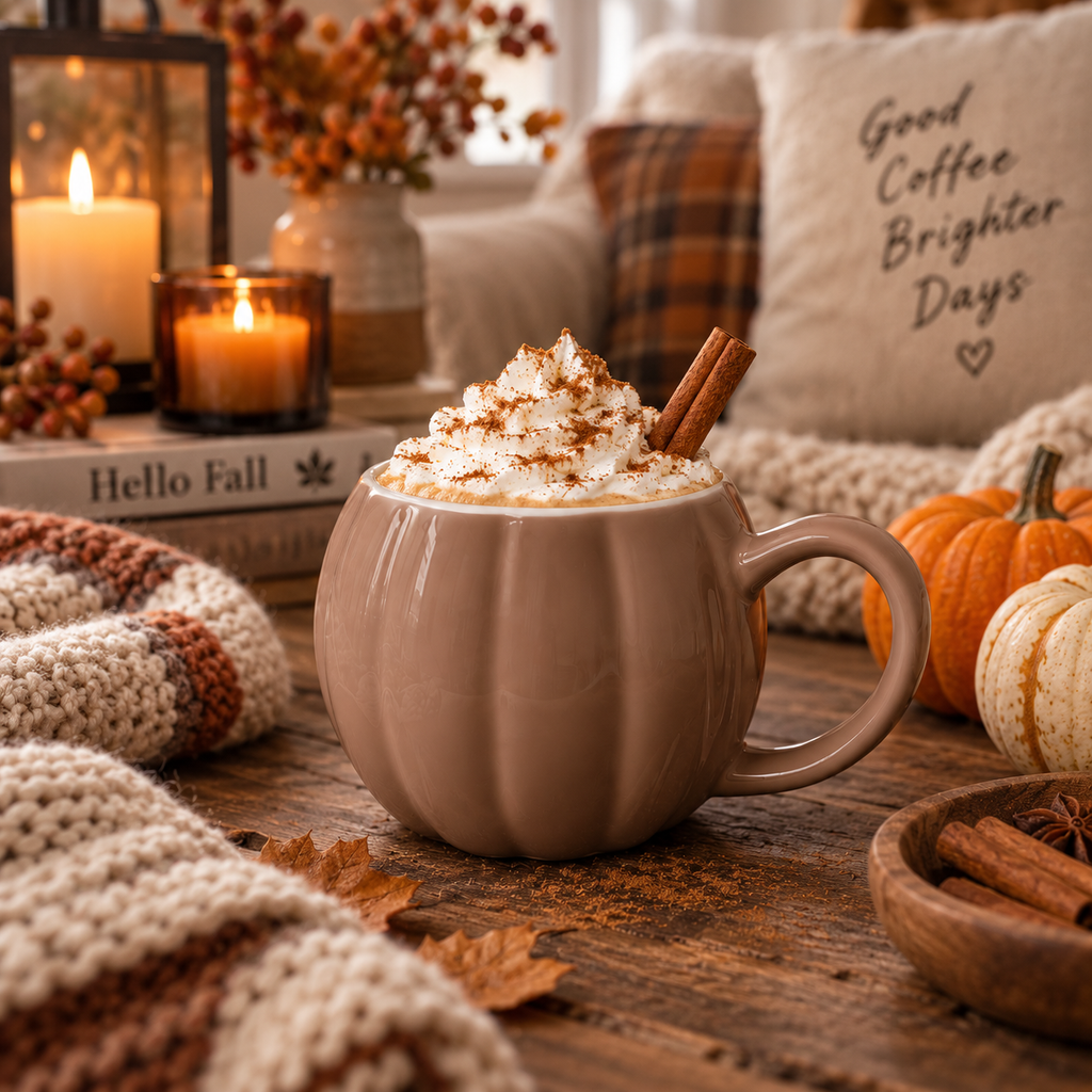 Pumpkin-Shaped Ceramic Mug — 16.8 oz