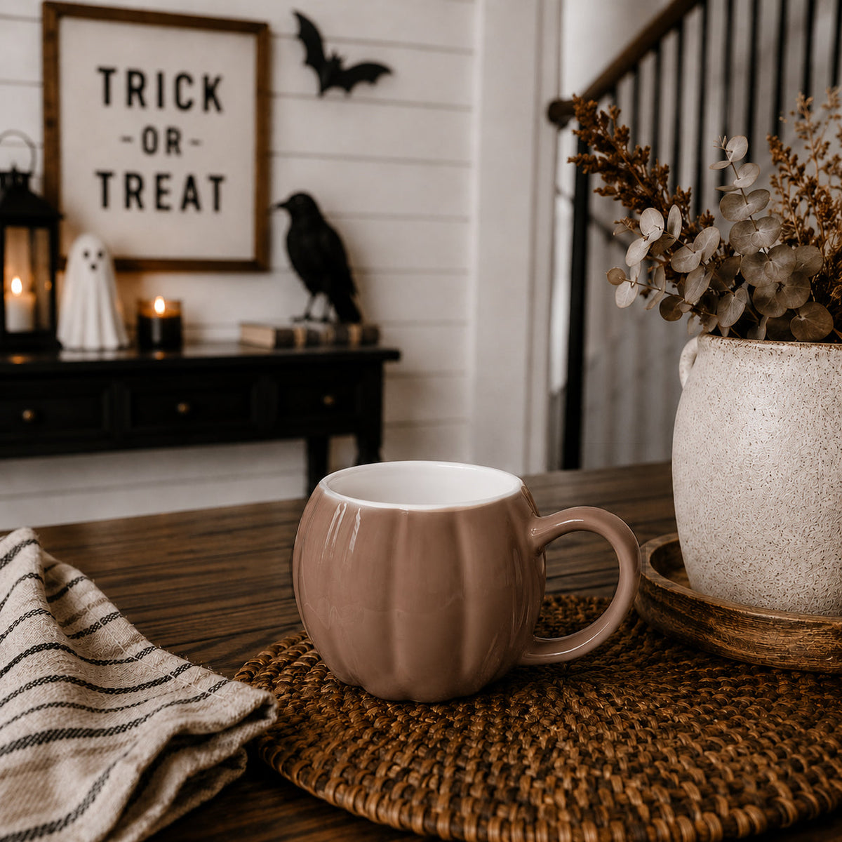 Pumpkin-Shaped Ceramic Mug — 16.8 oz