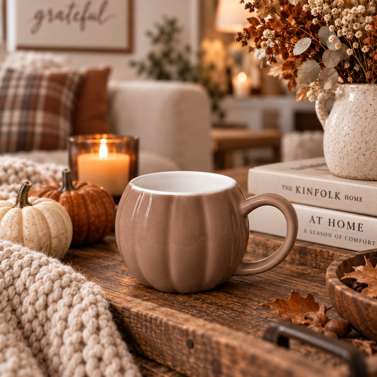 Pumpkin-Shaped Ceramic Mug — 16.8 oz