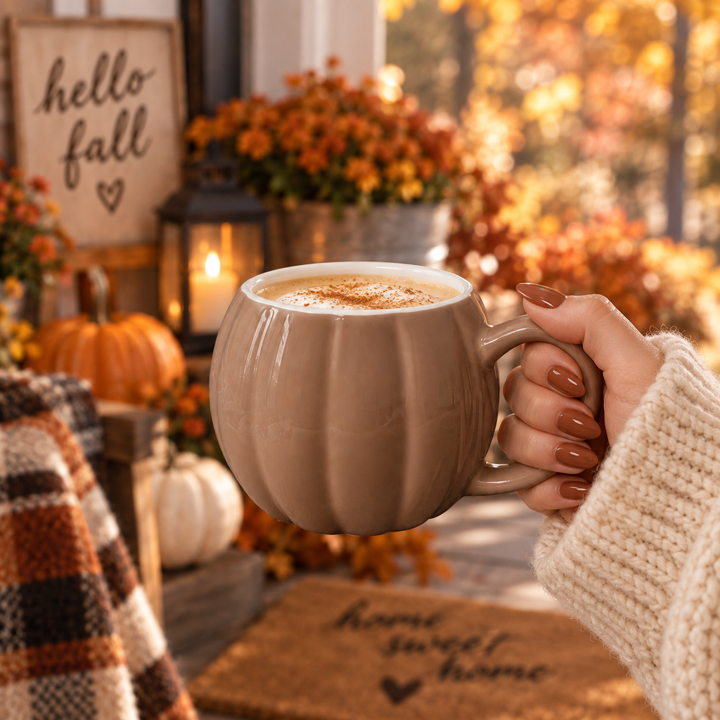 Pumpkin-Shaped Ceramic Mug — 16.8 oz