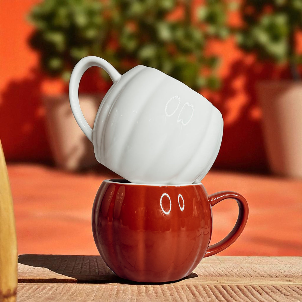 Pumpkin-Shaped Ceramic Mug — 16.8 oz