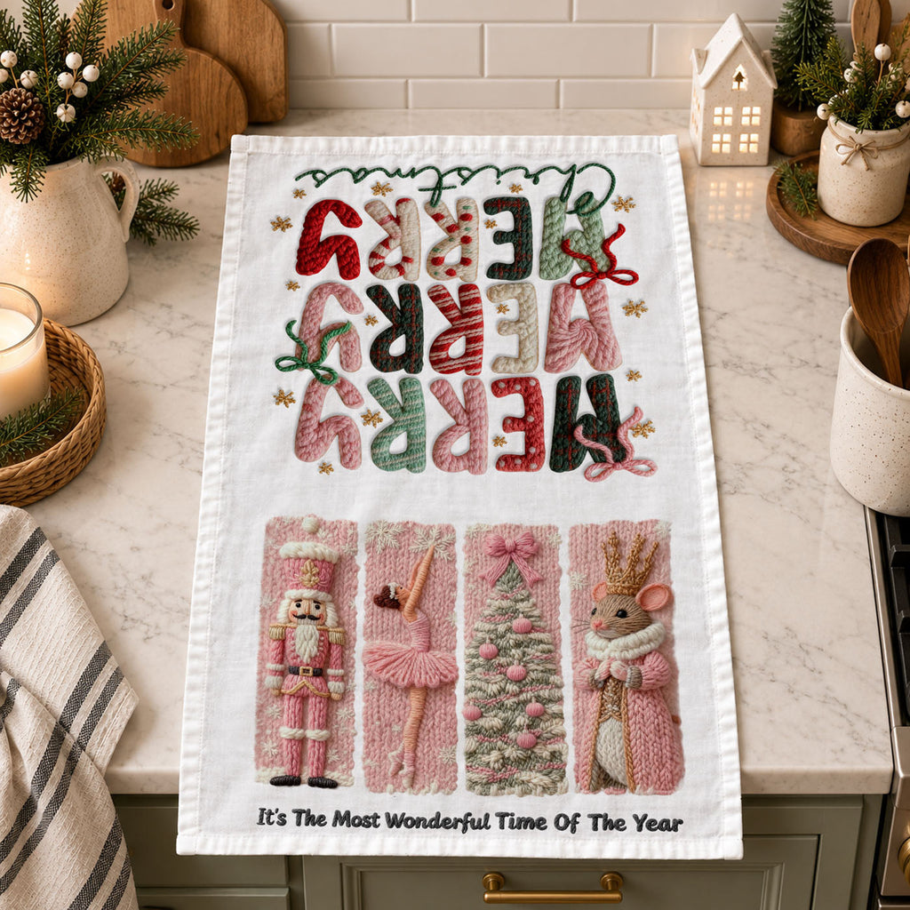 Nutcracker Pinks Christmas Kitchen Towel