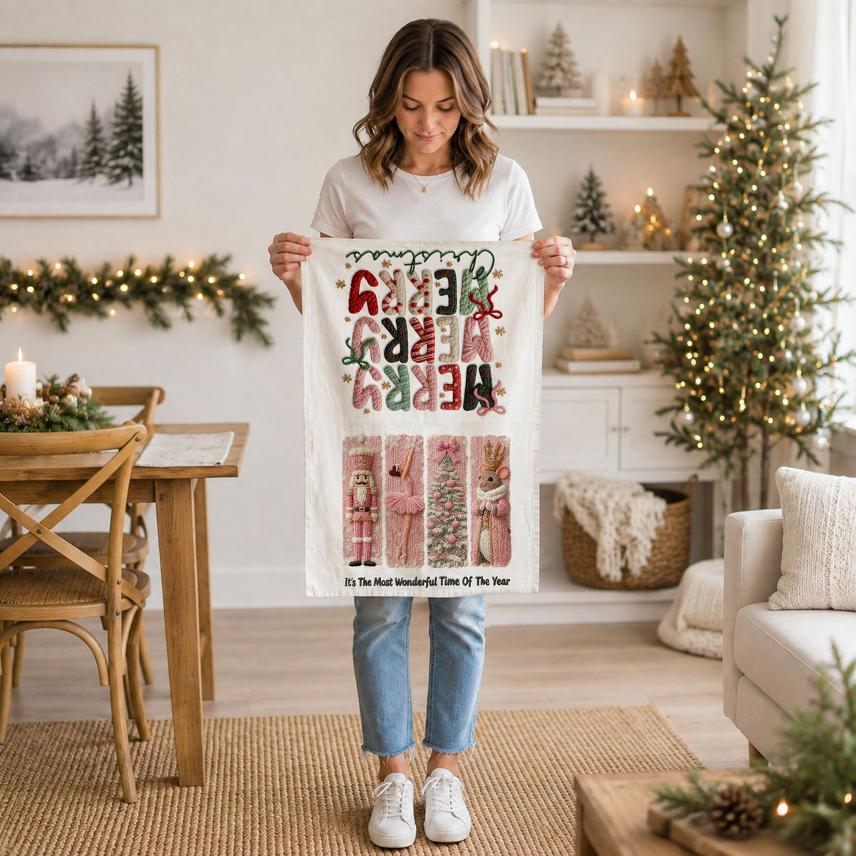 Nutcracker Pinks Christmas Kitchen Towel
