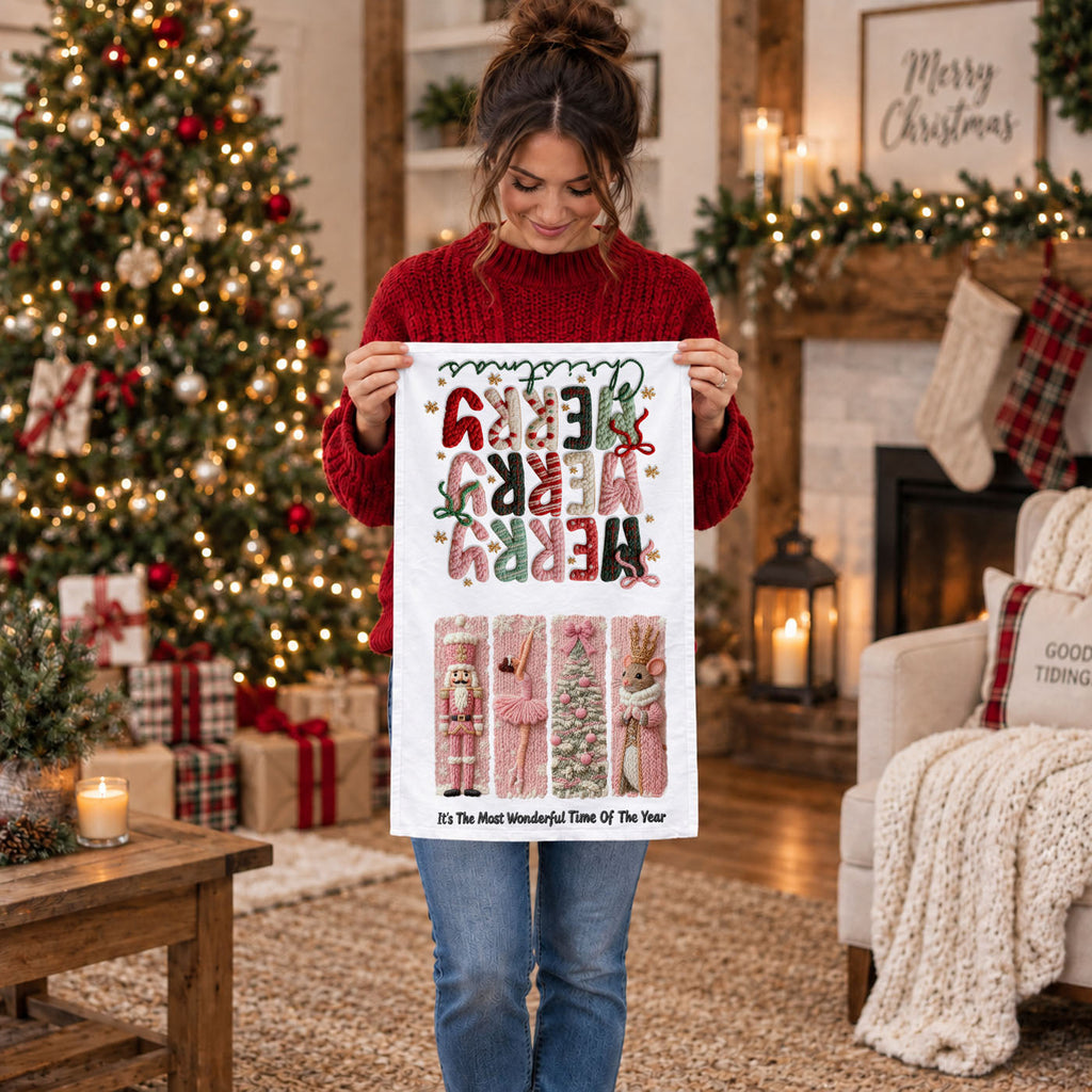 Nutcracker Pinks Christmas Kitchen Towel
