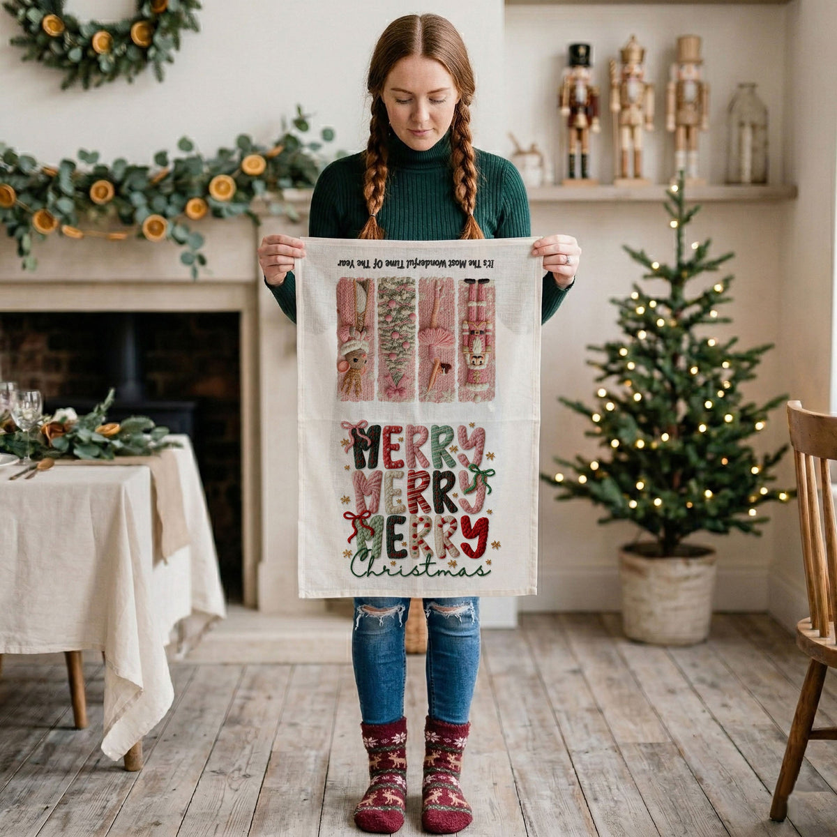 Nutcracker Pinks Christmas Kitchen Towel