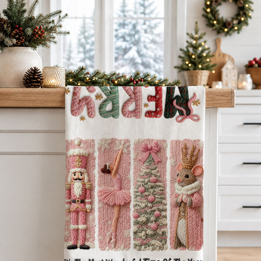 Nutcracker Pinks Christmas Kitchen Towel