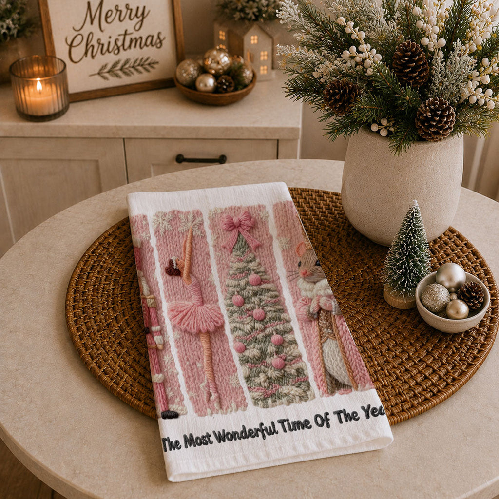 Nutcracker Pinks Christmas Kitchen Towel