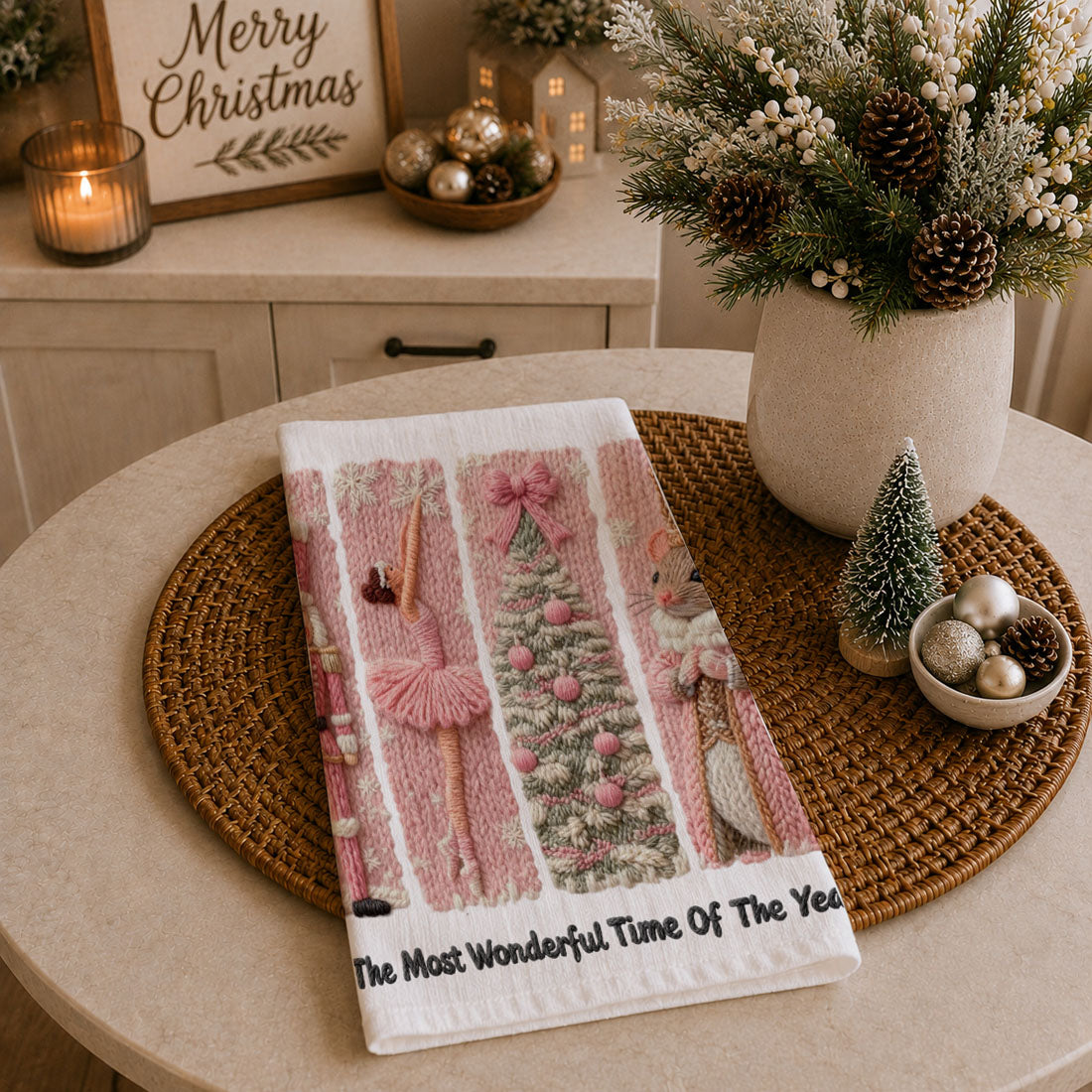 Nutcracker Pinks Christmas Kitchen Towel