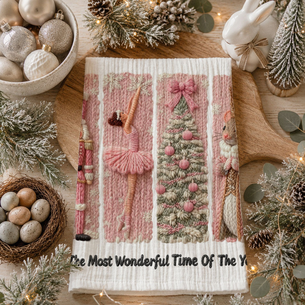 Nutcracker Pinks Christmas Kitchen Towel