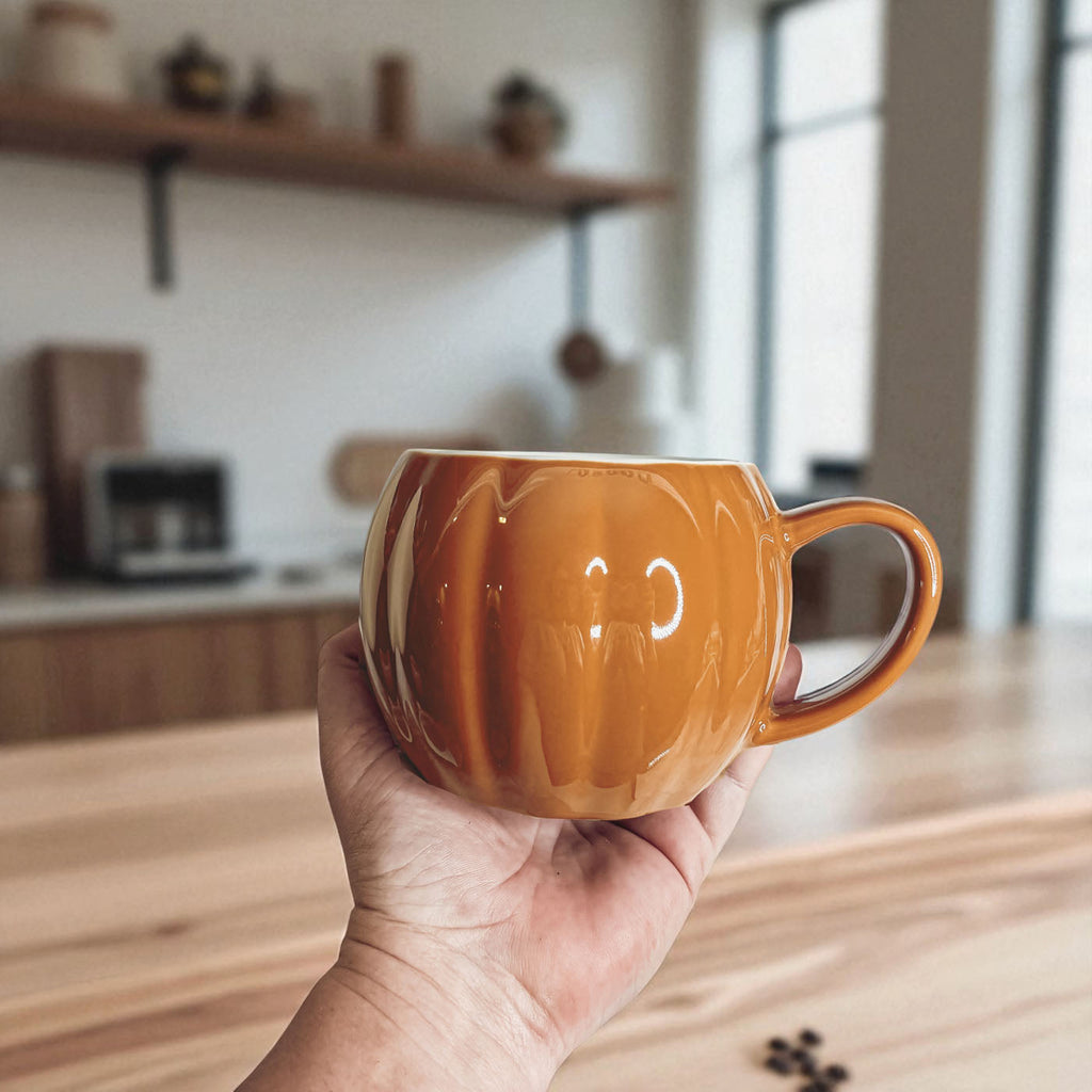 Pumpkin-Shaped Ceramic Mug — 16.8 oz