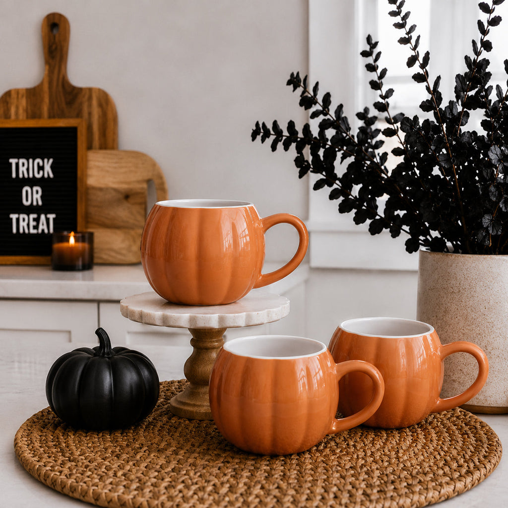 Pumpkin-Shaped Ceramic Mug — 16.8 oz