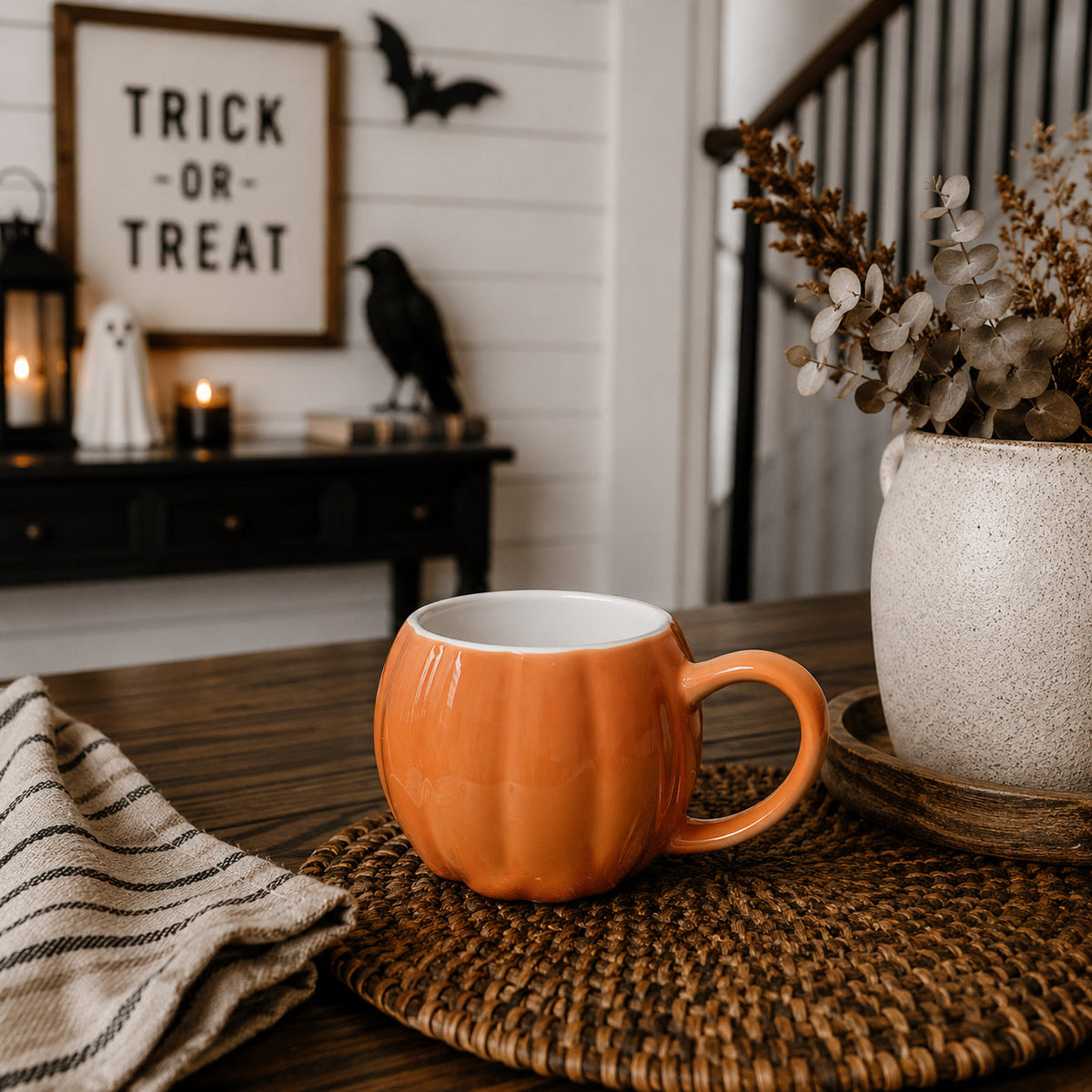 Pumpkin-Shaped Ceramic Mug — 16.8 oz