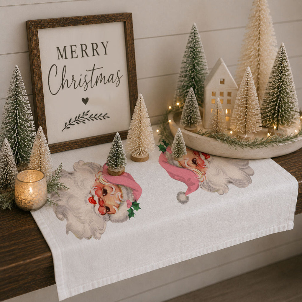 Vintage Pink Santa Christmas Kitchen Towel
