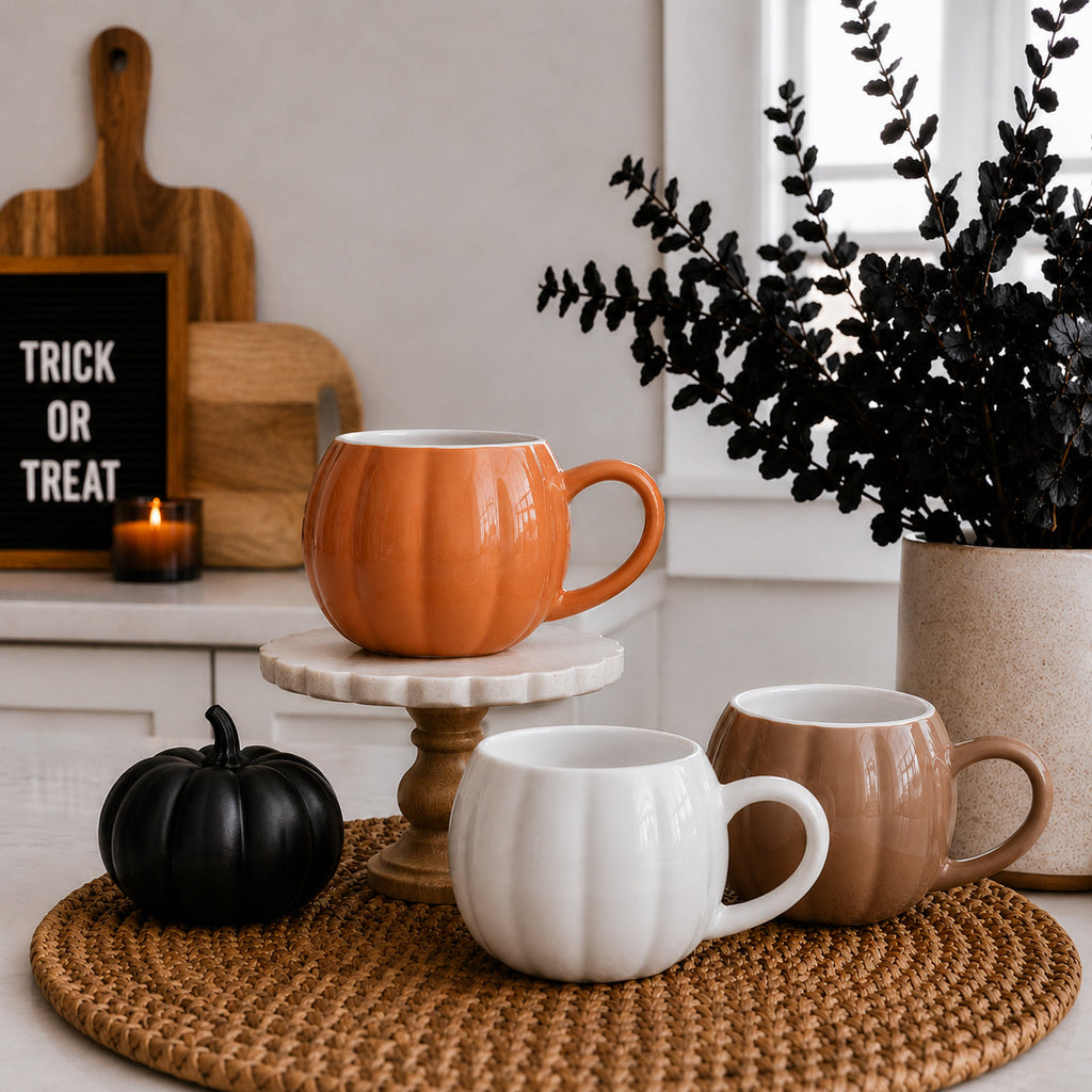 Pumpkin-Shaped Ceramic Mug — 16.8 oz