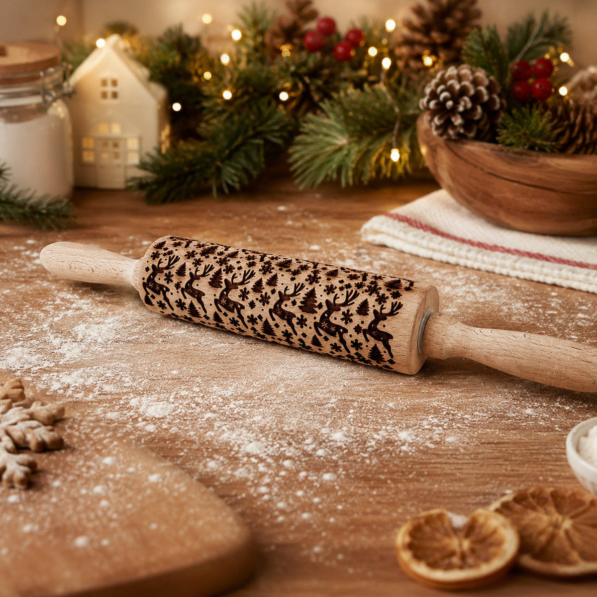 Christmas Embossed Rolling Pin — Choice of Design